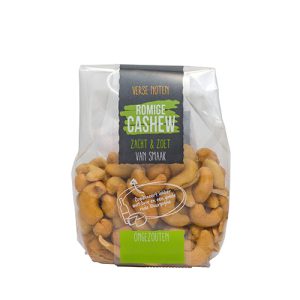 Cashew nuts in a bag, semi transparant flim printed band