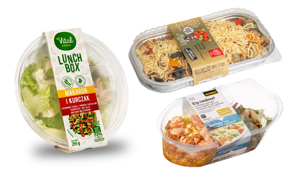 Ready meal banding on a tray with printed band
