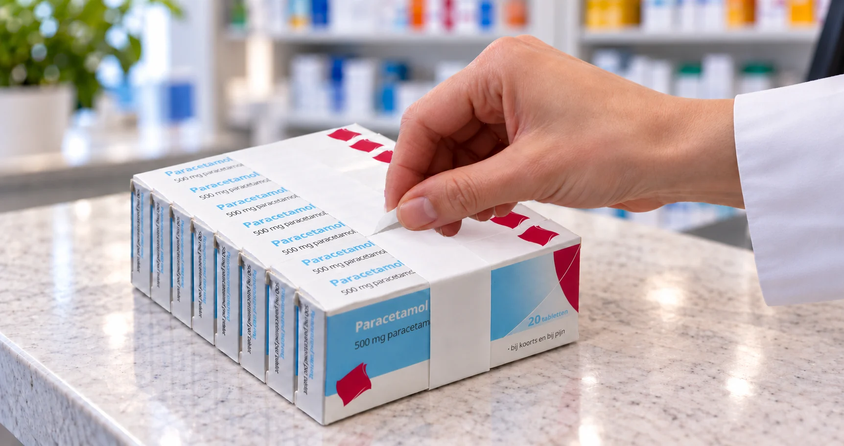 Tear strip opening on a banded pharmaceutical pack