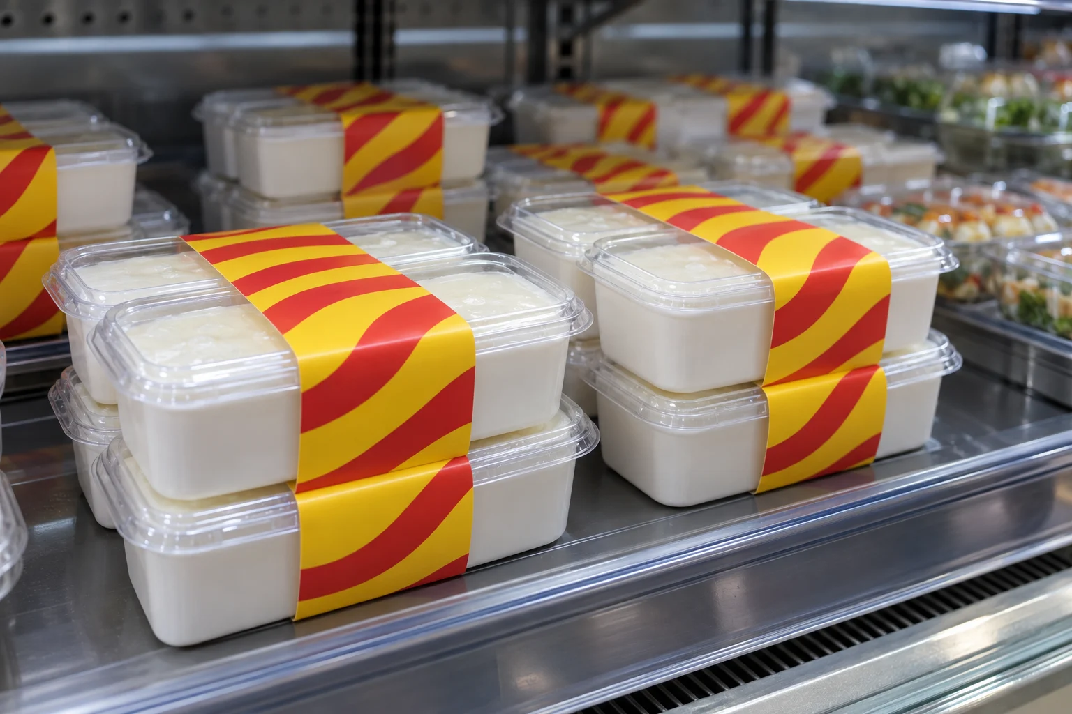  Printed promotional bands on multipacks in a retail chiller