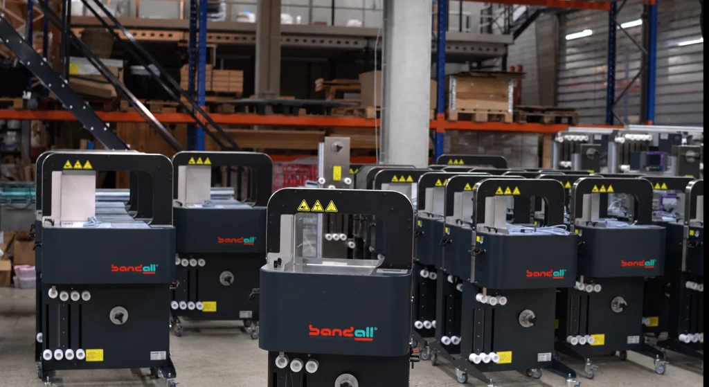 Home page plug and play banding machine featured 41 Stand alone banding machine ready to band a pack, power and air connected