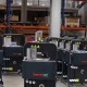 Stand alone banding machine ready to band a pack, power and air connected